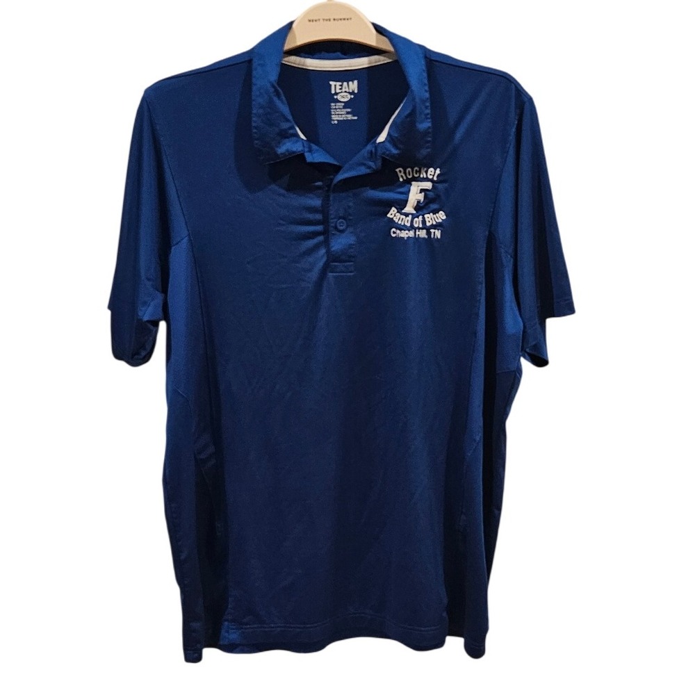 Mens Navy Blue Rocket Band of Blue Chapel Hill TN Polo Shirt L Marching Band